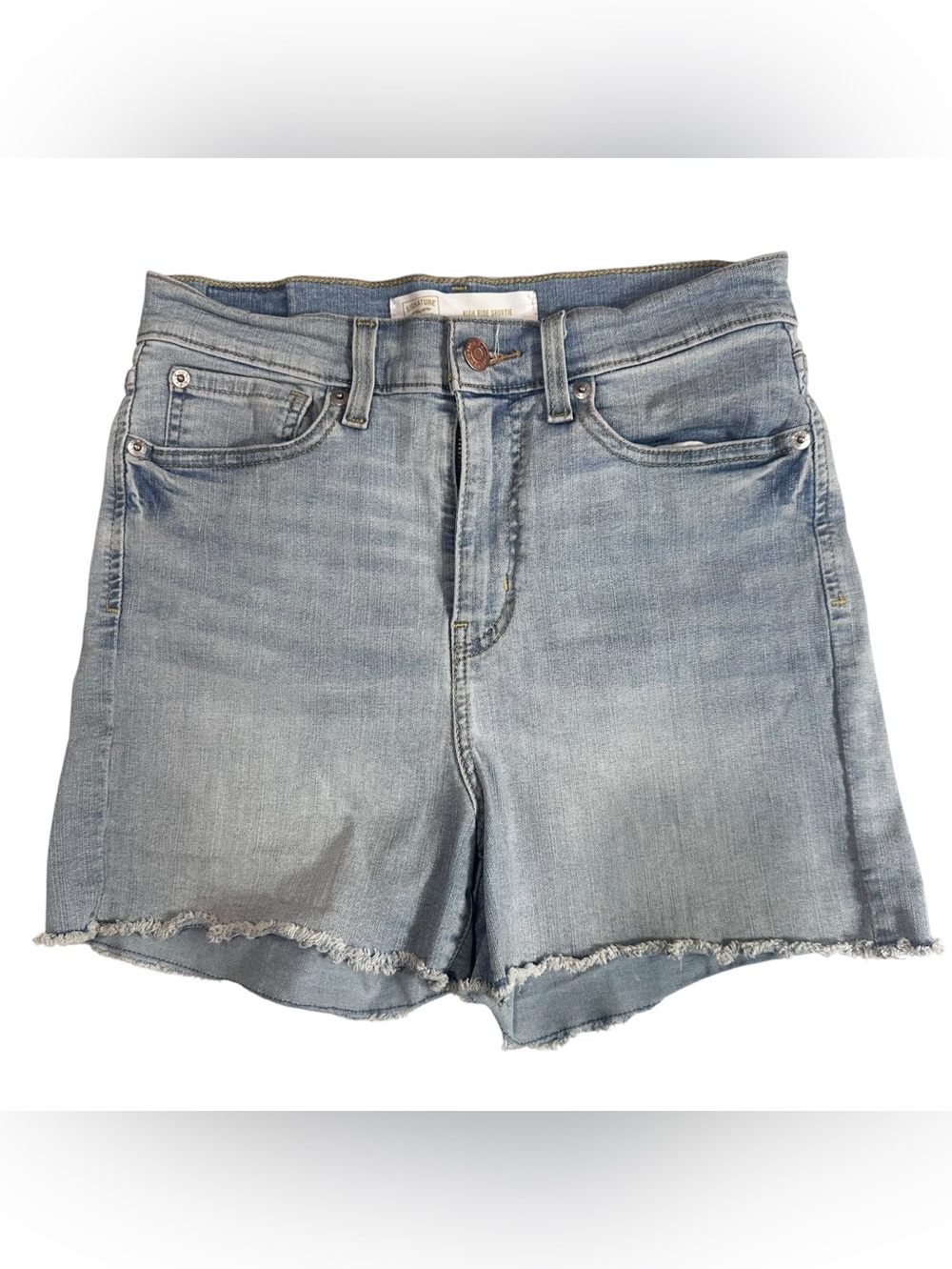 Levi Strauss Signature Gold High Rise Light Wash Shortie Denim Shorts Size W30